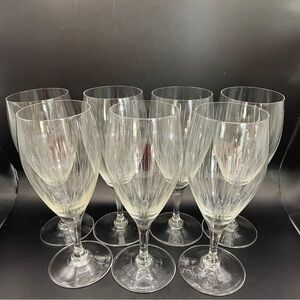 Clear Etched Stemware Wine/water  Glasses - Set of 7